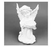 Ангел с корзинкой с цветов 32cm белый матовый