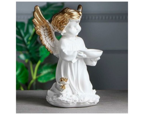 Ангел с чашей  32.5cm белый с золотом 