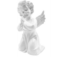 Ангел молящийся с крыльями малый 25.5cm белый глянец