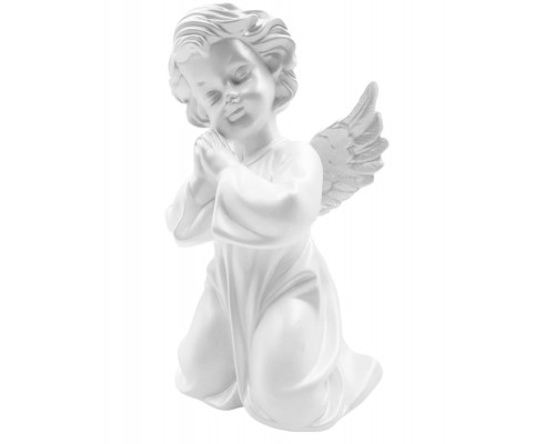 Ангел молящийся с крыльями малый 25.5cm белый глянец