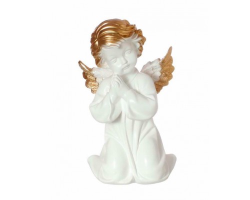 Ангел молящийся с крыльями малый 25.5cm белый с золотом
