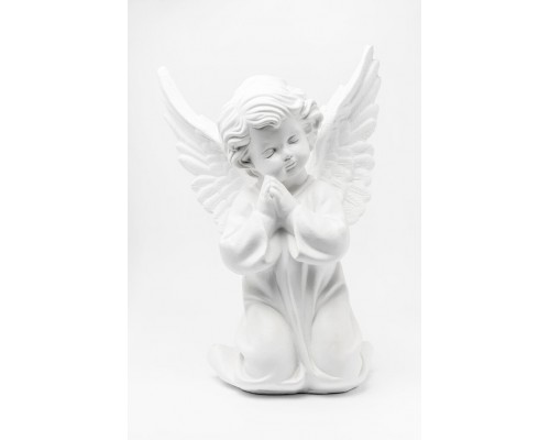 Ангел с крыльями средний 26.5cm белый матовый