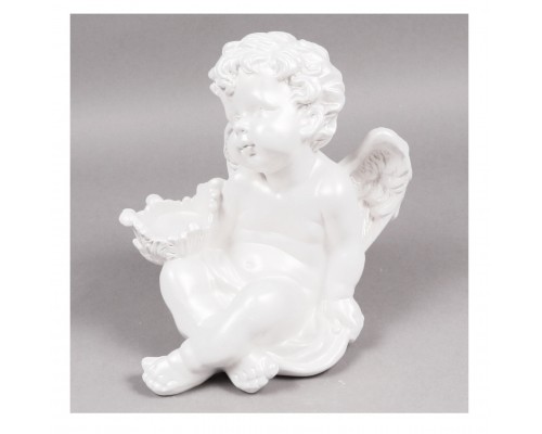Ангел с подставкой для свечи 28.5cm белый глянец