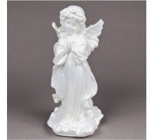 Ангел девочка молящиеся с венком 33cm белый глянец