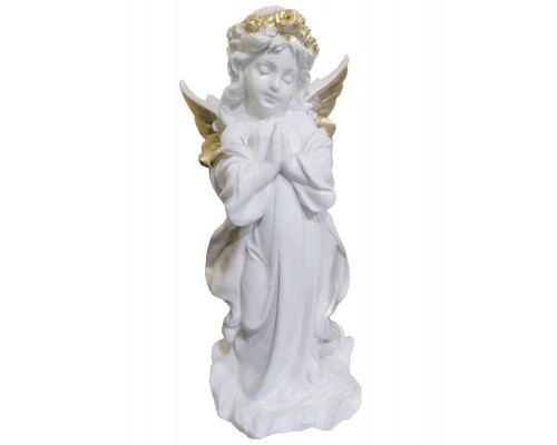 Ангел девочка молящиеся с венком 33cm белый с золотом