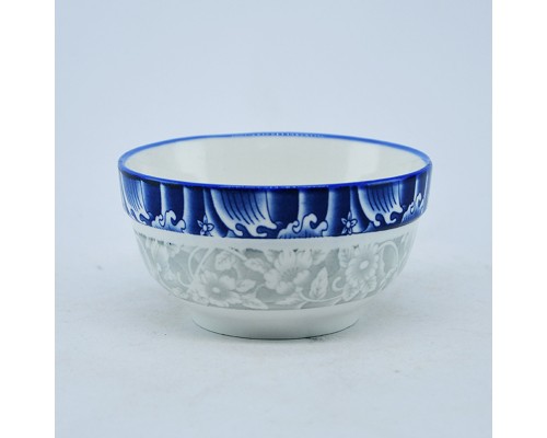  Керамическая пиала с цветочным орнаментом, сине-белая мод 003