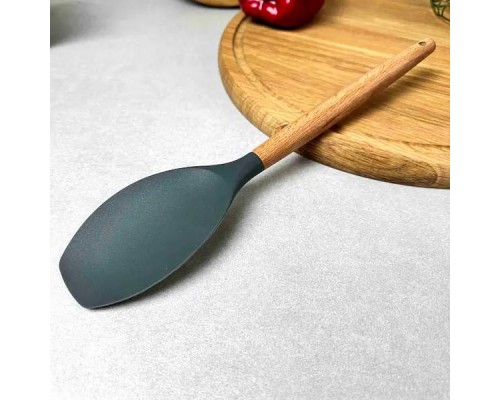 Лопатка силиконовая Ф-5 (32см) с деревянной ручкой