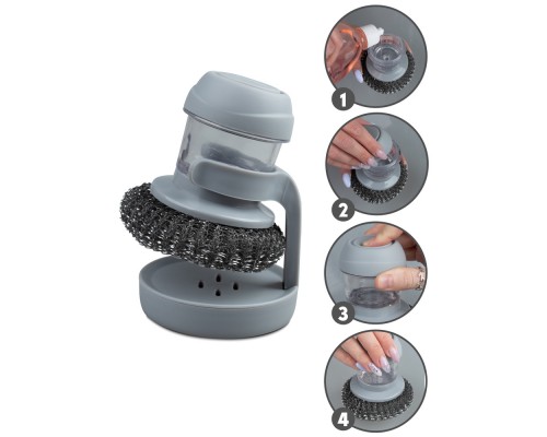 Кухонная щетка-дозатор со стальной мочалкой